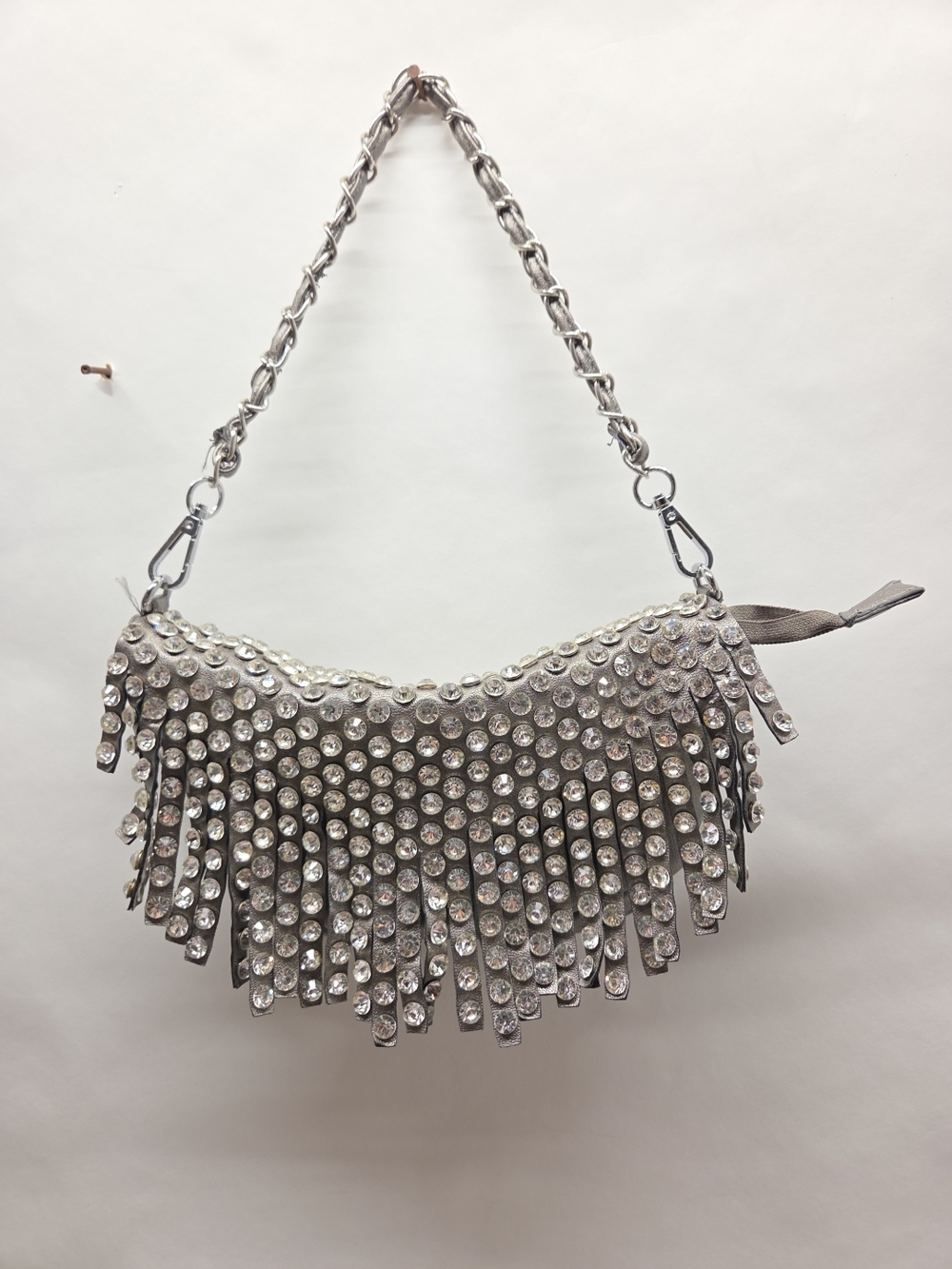 Studded Fringe Bag Silver
